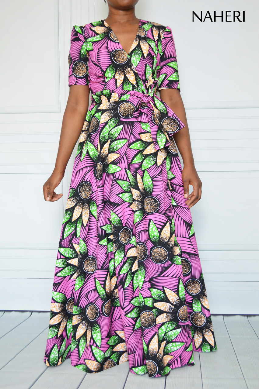 African print maxi wrap dress - NAYA ...